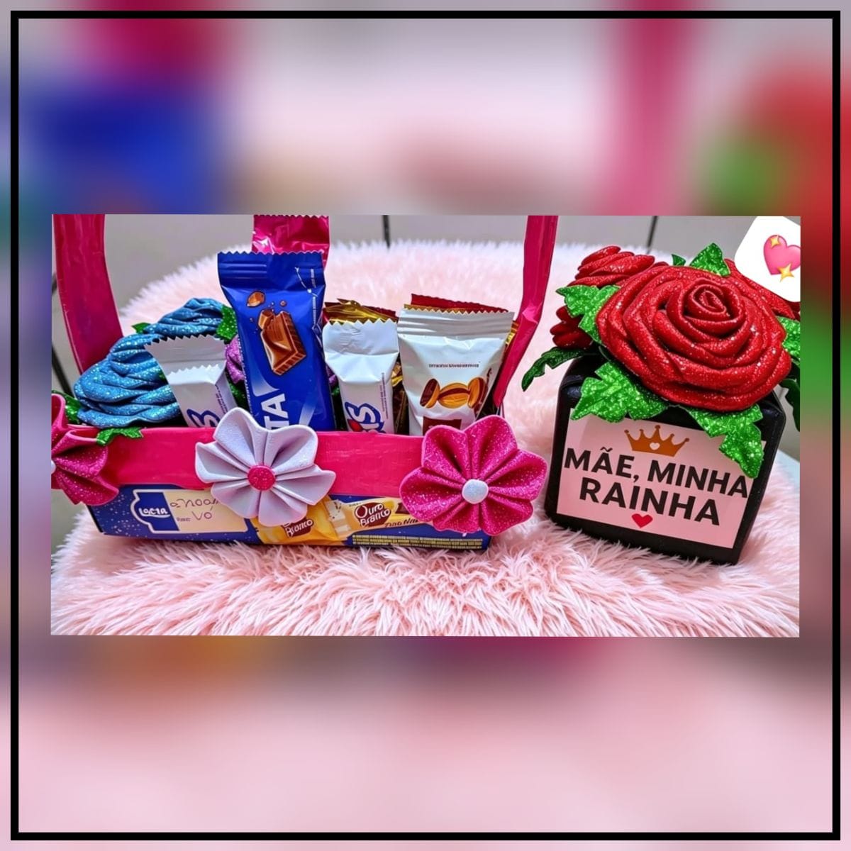 Cesta com 3 rosas 11 chocolates
