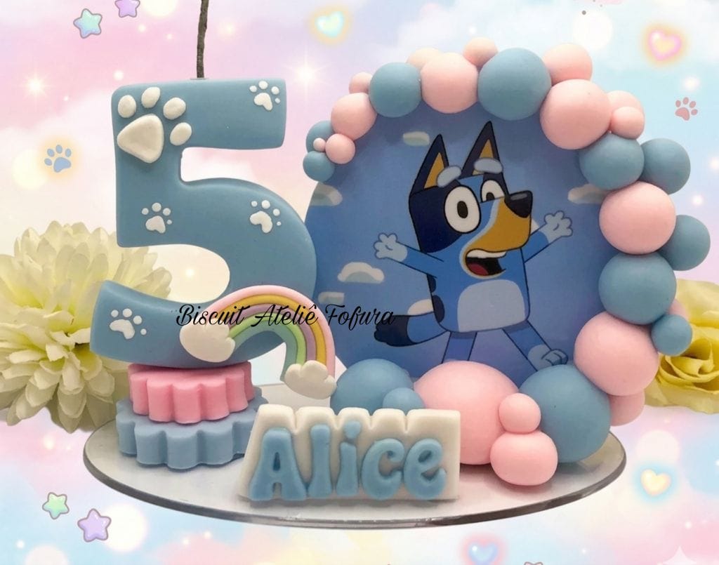 Topo de bolo cenário Bluey