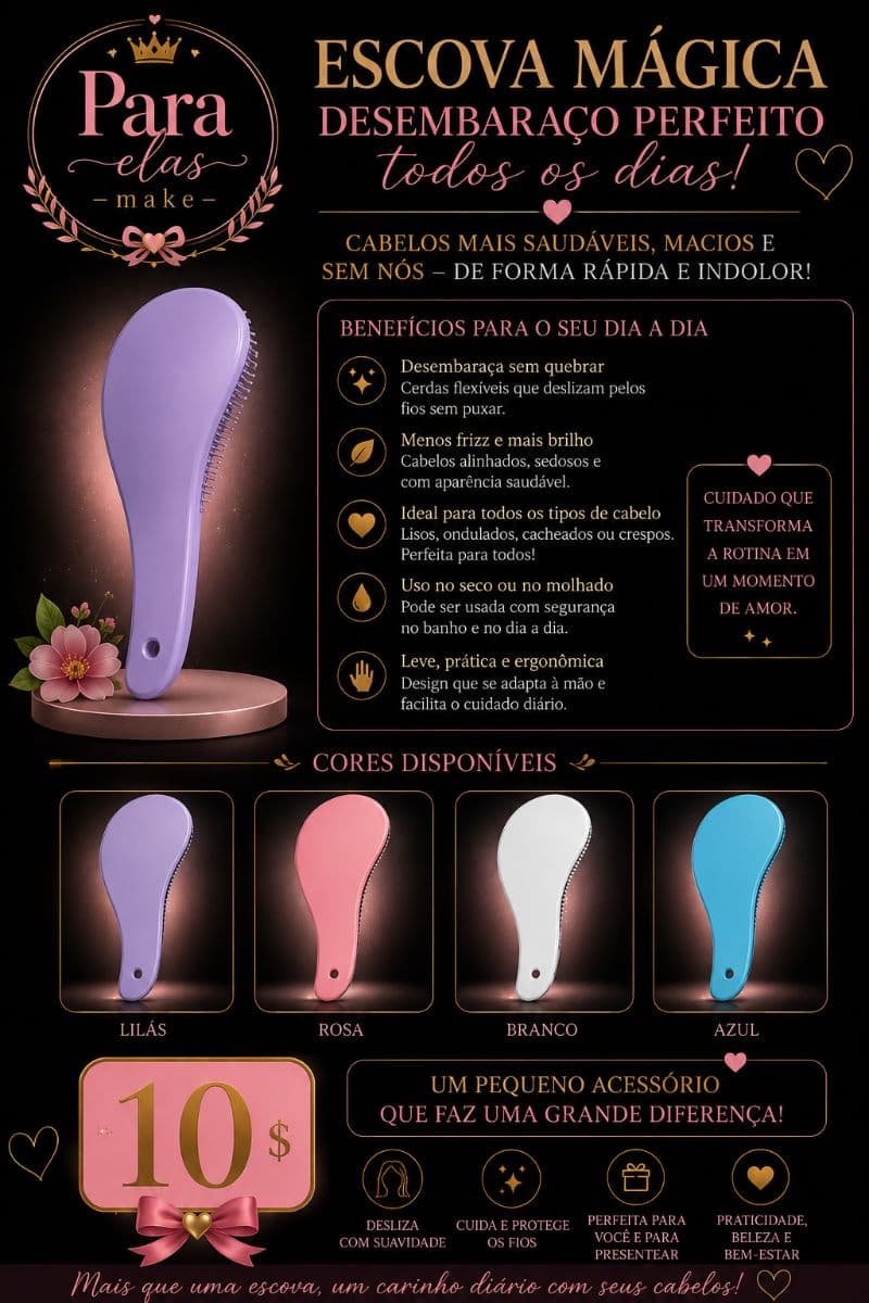 Escova de cabelo mágica