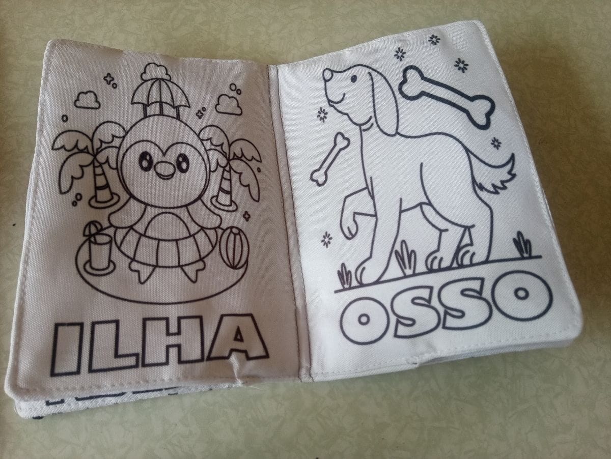 Livro estampado para pintar e lavar