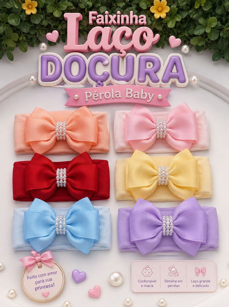 Faixinha Laço Doçura Pérola Baby