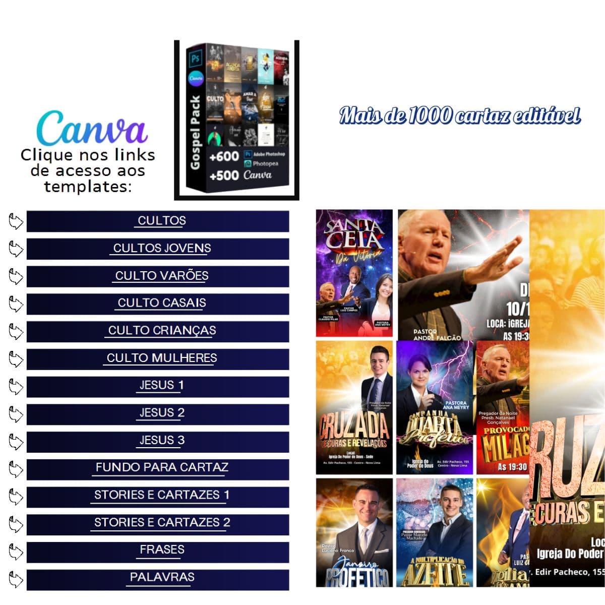 1200 ARTES CANVA EDITAVEIS PARA IGREJA