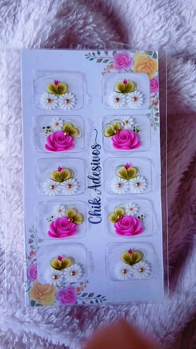 Adesivos artesanais 5 pares rosa pink
