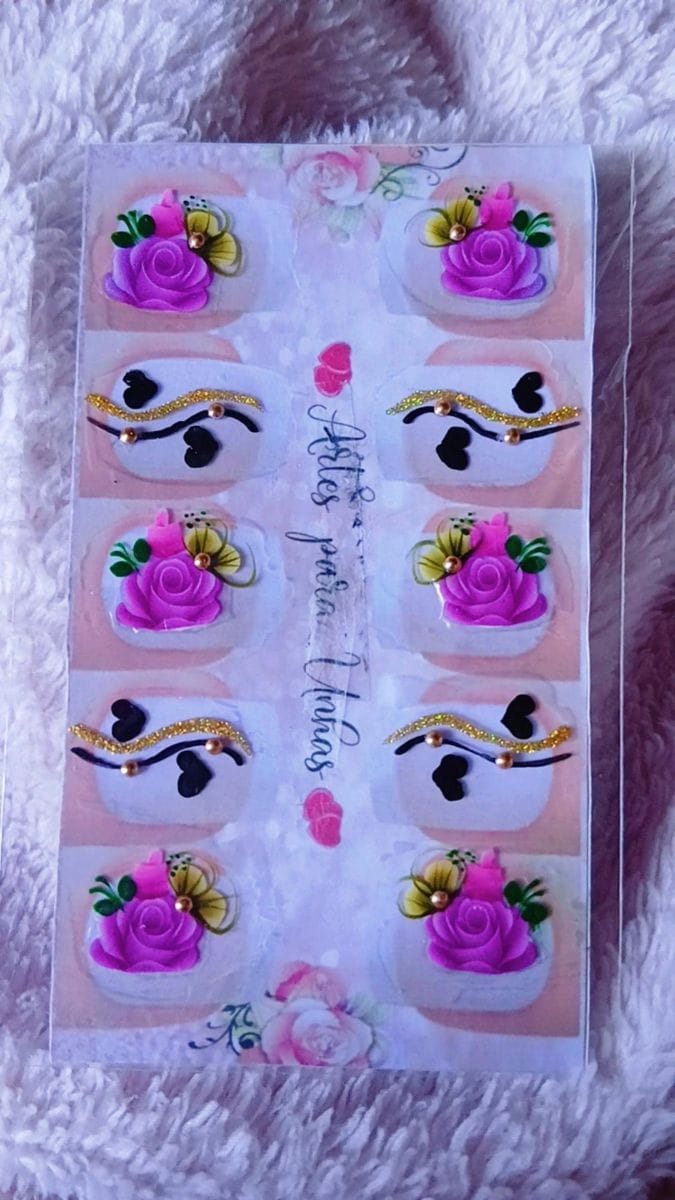 Adesivos artesanais 5 pares rosa