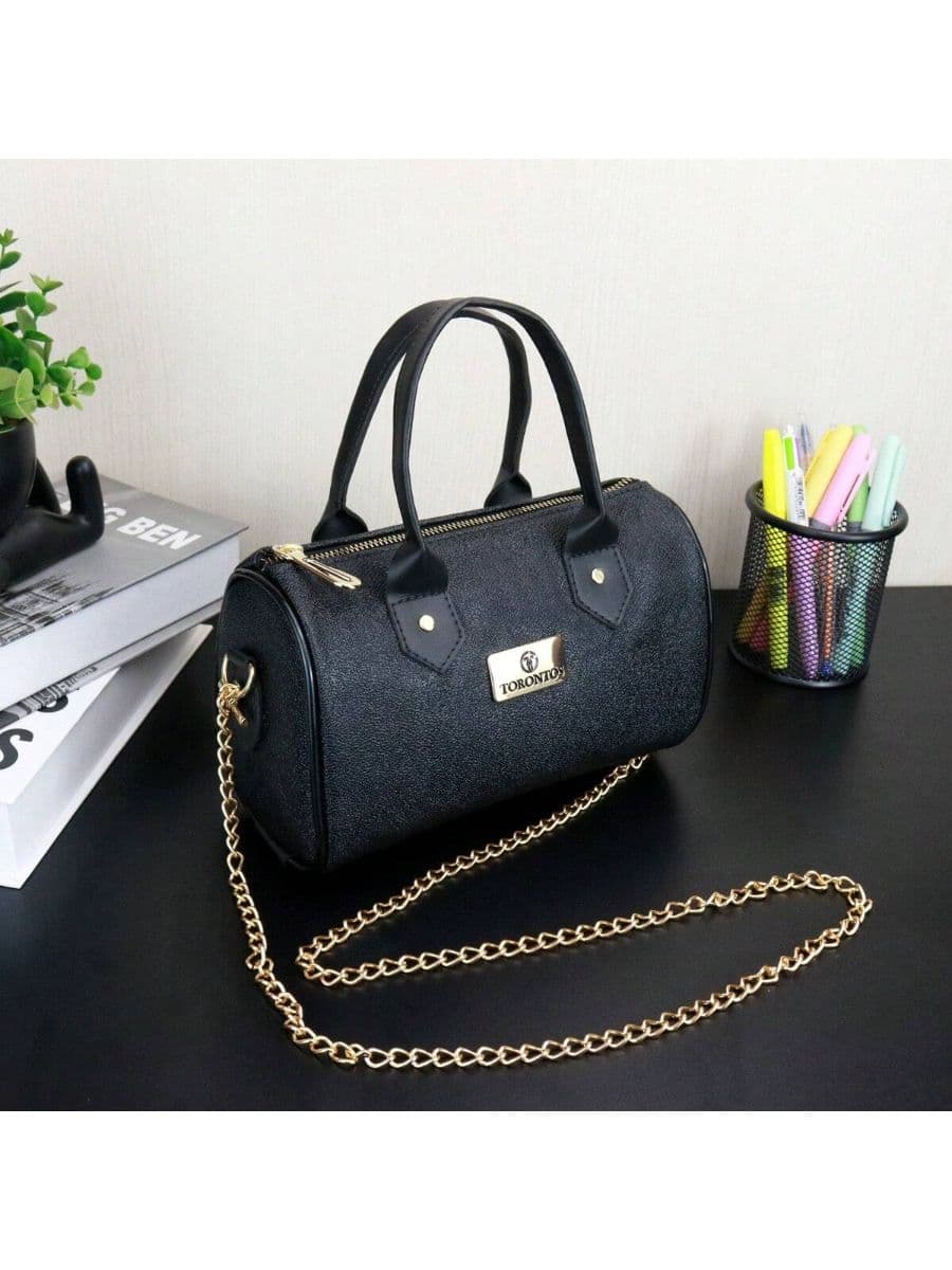Bolsa Feminina transversal Alças corrente cor Preta