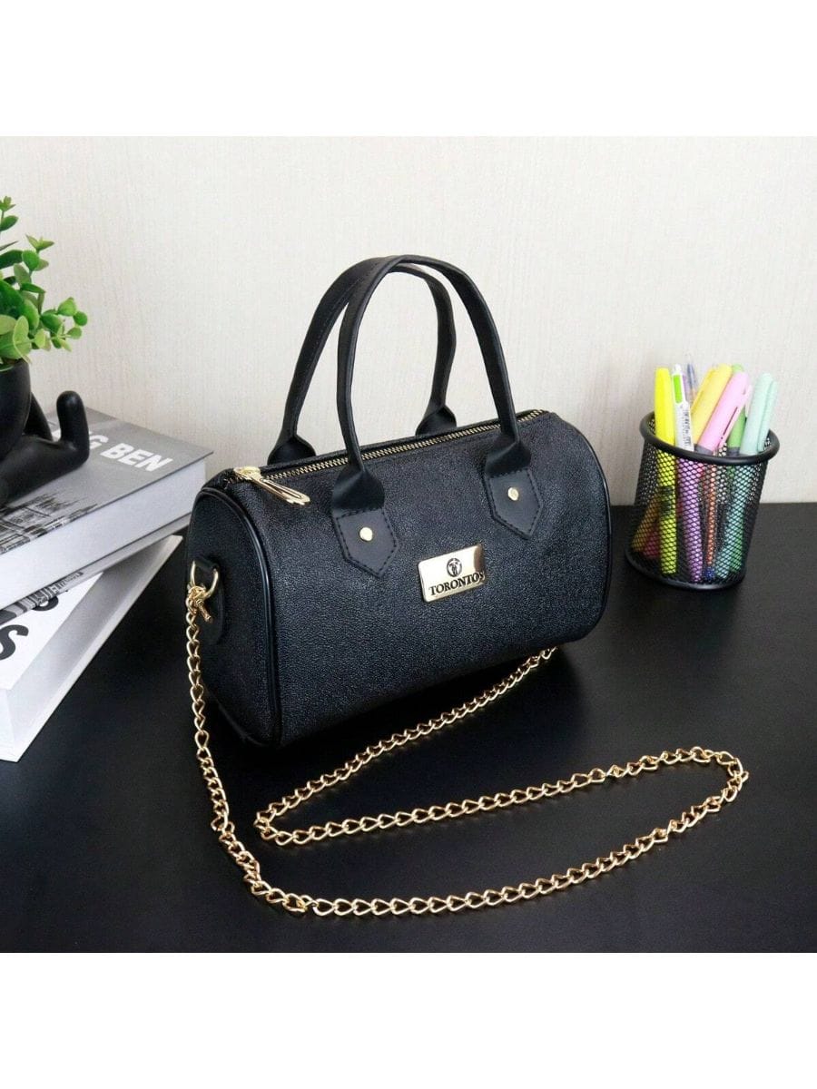 Bolsa Feminina transversal Alças corrente cor Preta