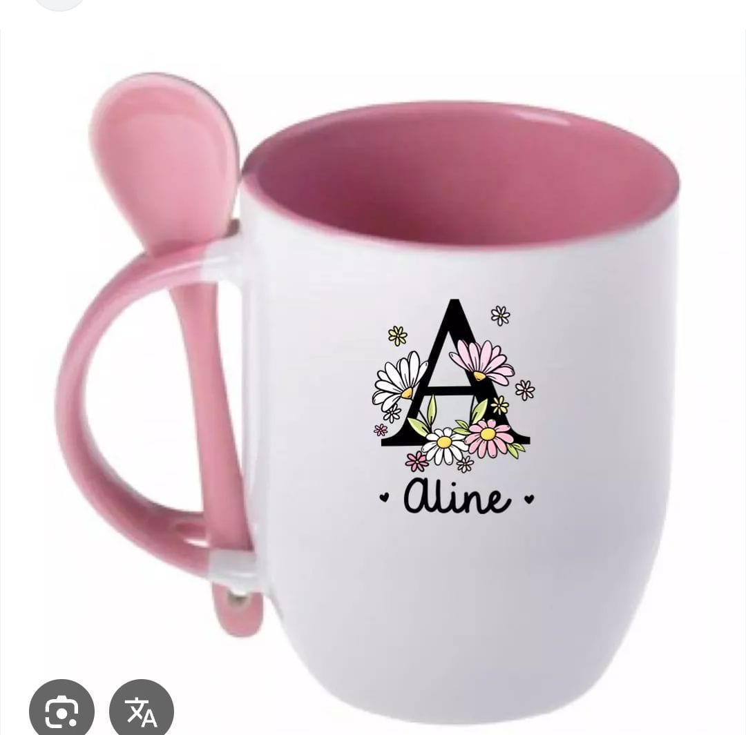 Caneca rosa colher