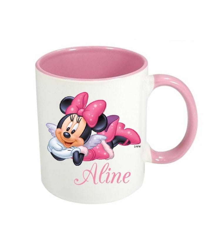 Caneca branca com rosa
