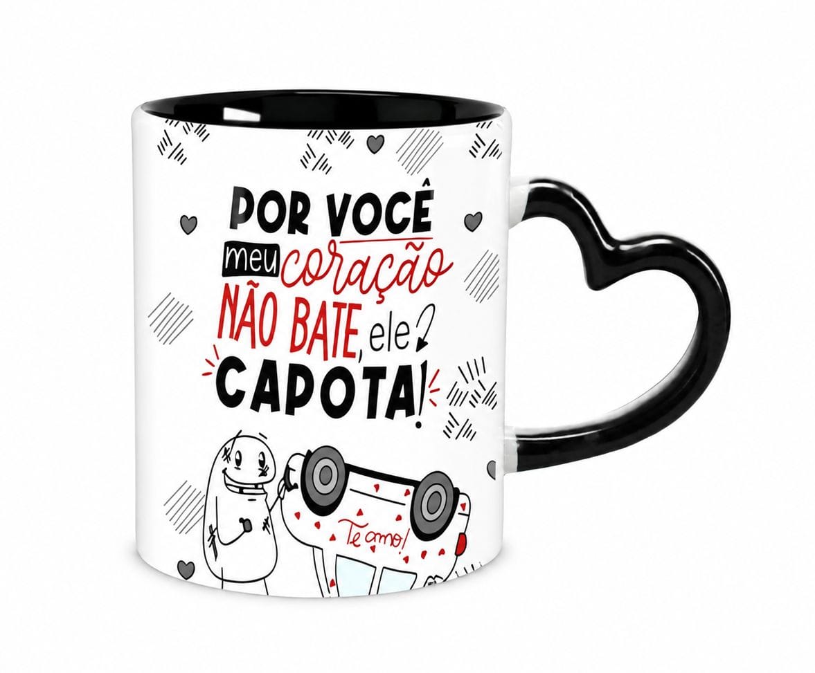 Caneca preta coração
