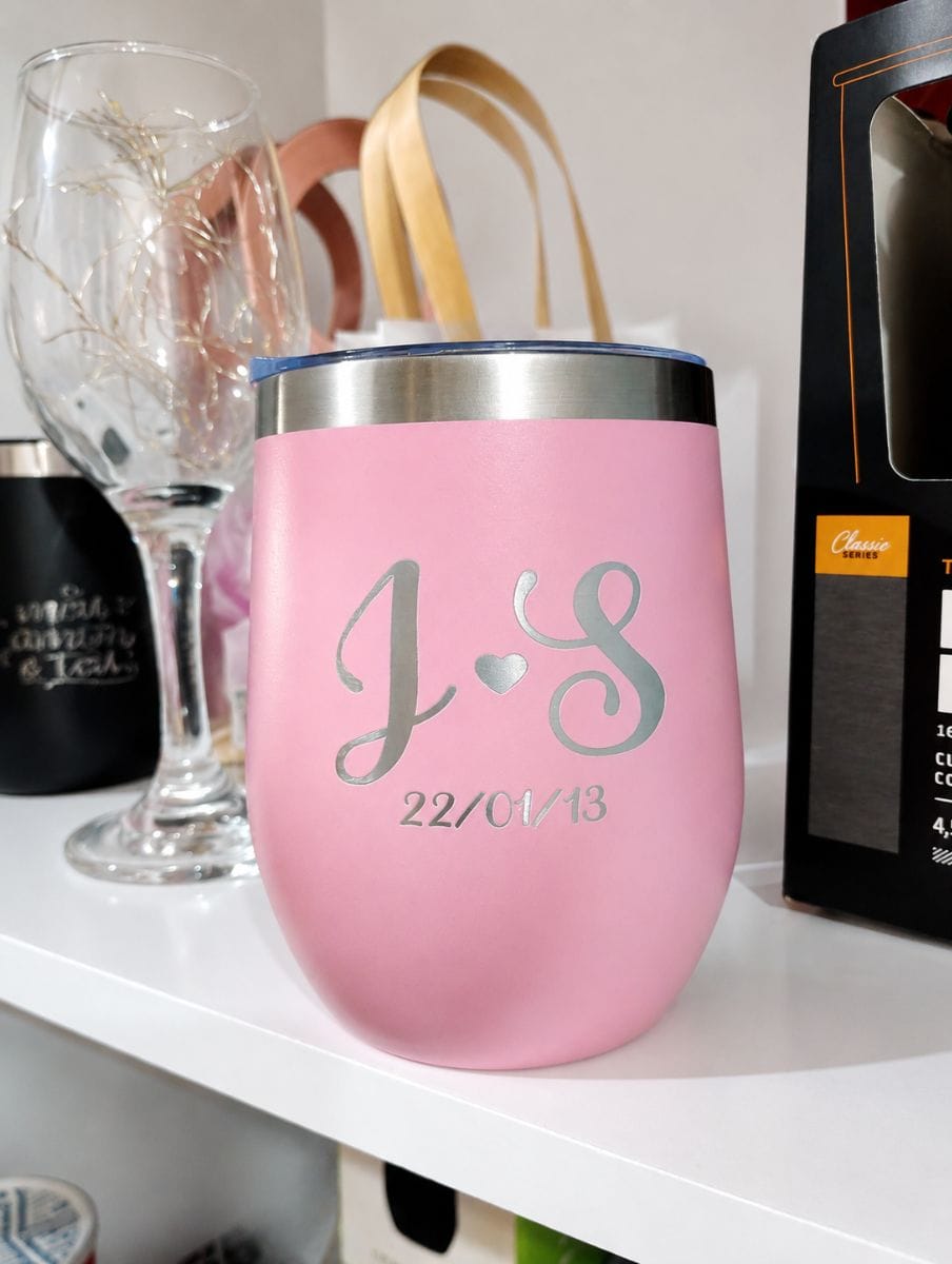 Copo cuia inox rosa bebê