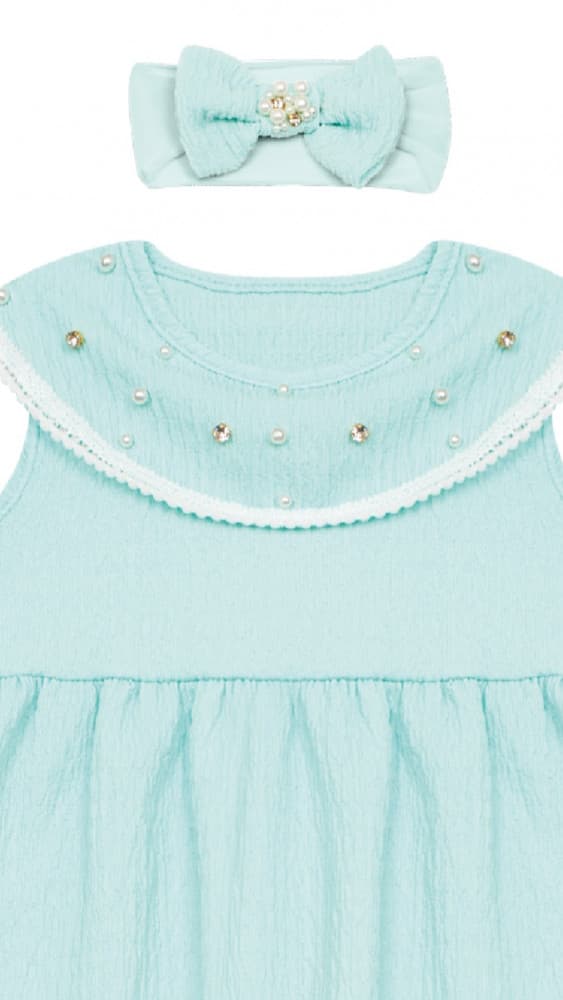 Vestido baby luxo Tileesul com faixa de cabelo