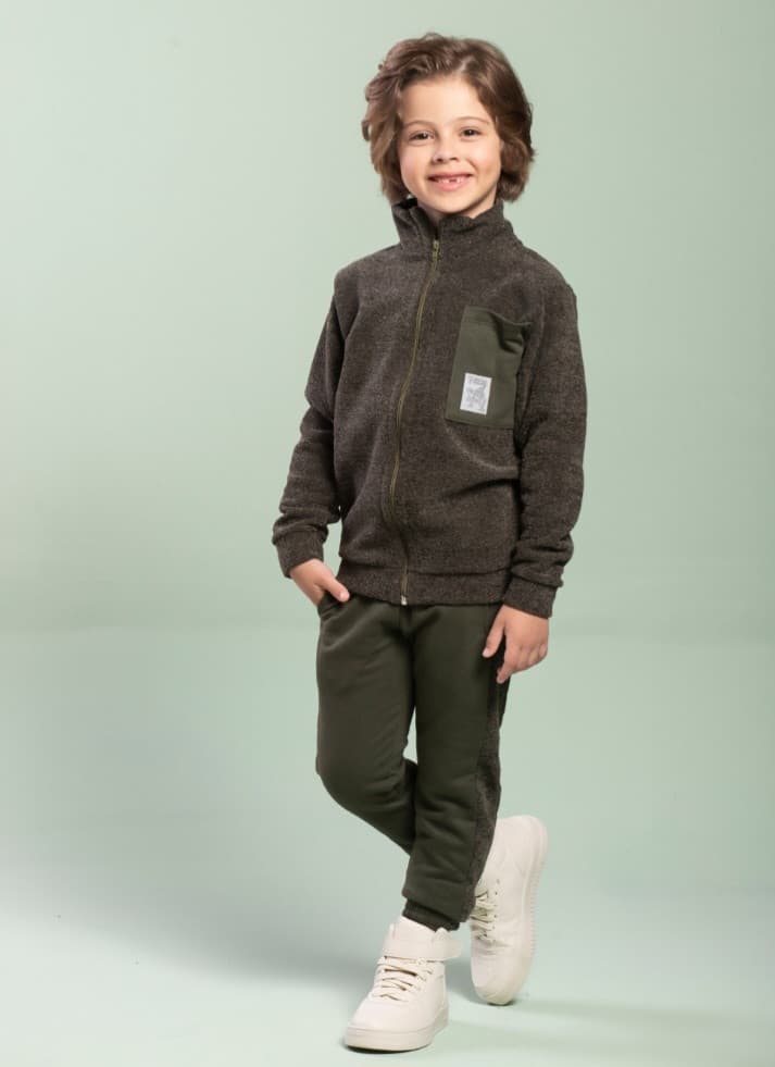 Conjunto com Jaqueta de Malha Boucle