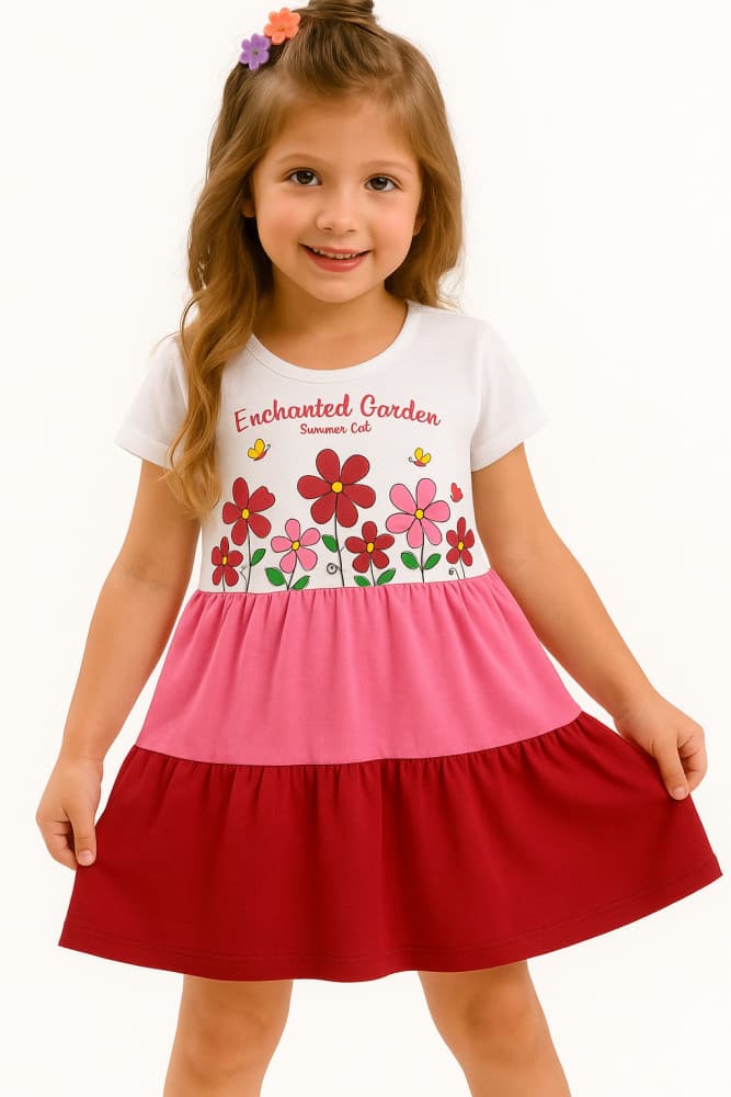 Vestido tricolor estampa floral