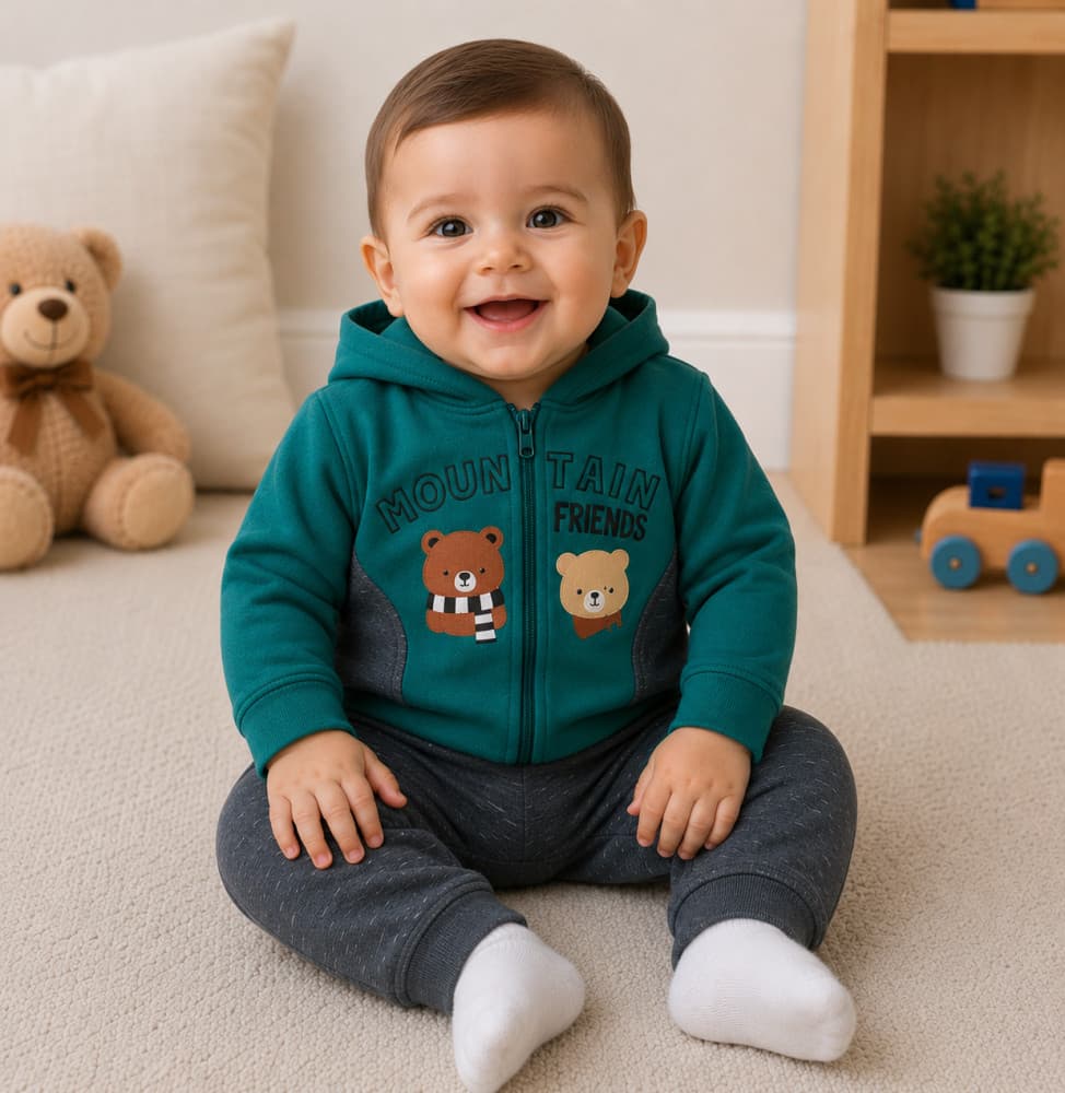 Conjunto baby com capuz menino Jidi