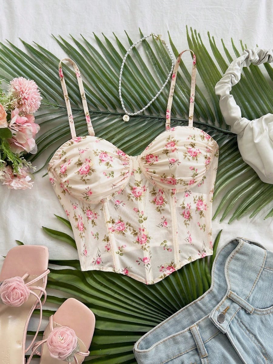 Top Floral Feminino Modelagem Versátil