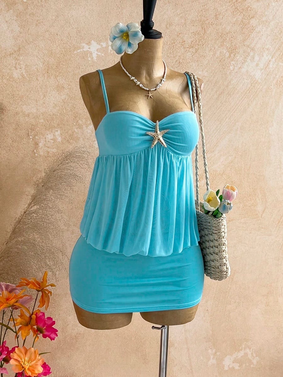Vestido Mini Feminino com decoração Estrela do mar