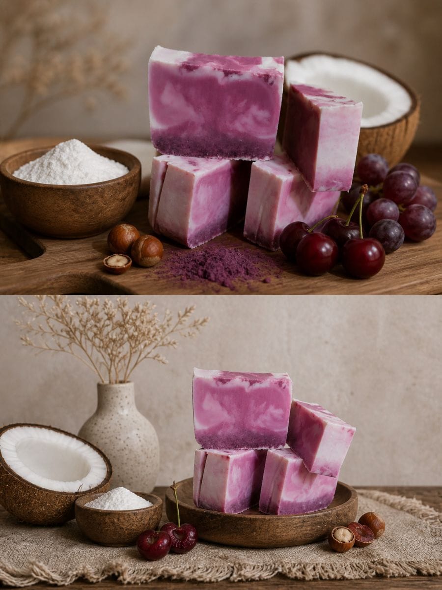 Sabonete artesanal de coco e uva