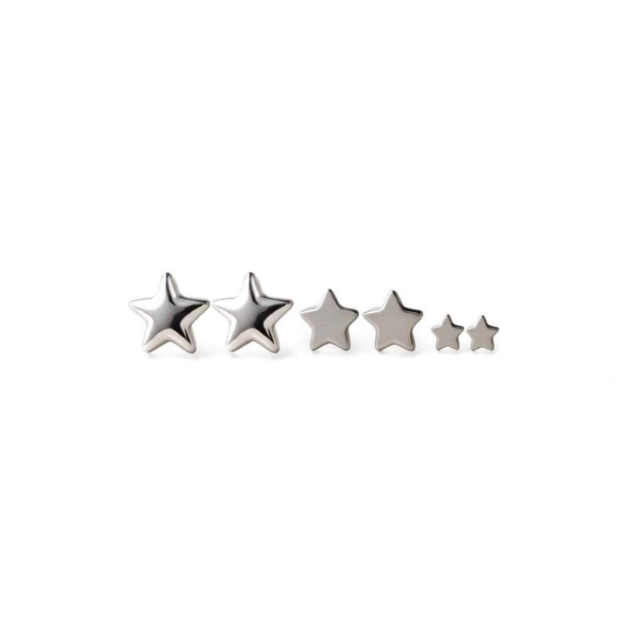 Trio nacional de brincos aço inox, Estrelas lisas P,M,G 1861276