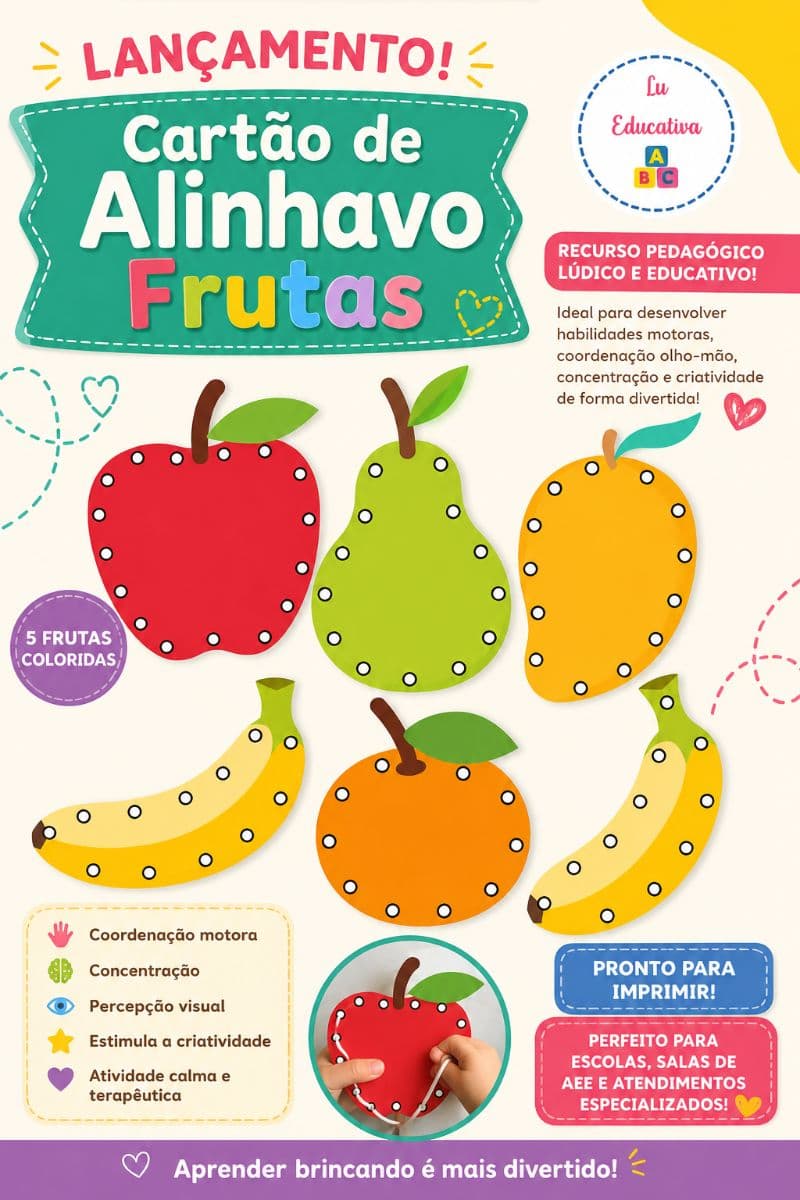 Cartão de Alinhavo - Frutas