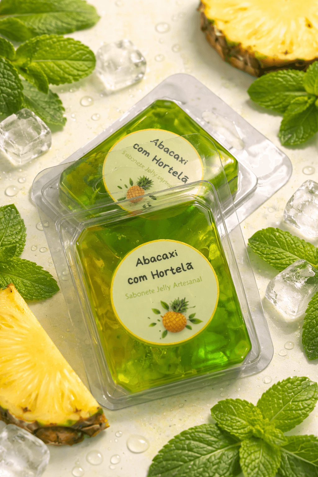 Sabonete Jelly Artesanal - Abacaxi com Hortelã