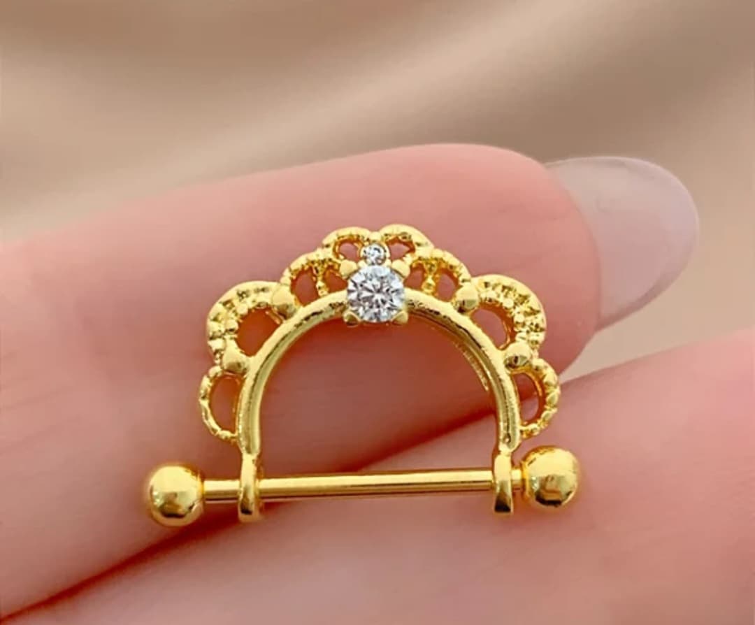 PIERCING MAMILO / ÍNTIMO DETALHADO ZIRCÔNIA 10MM